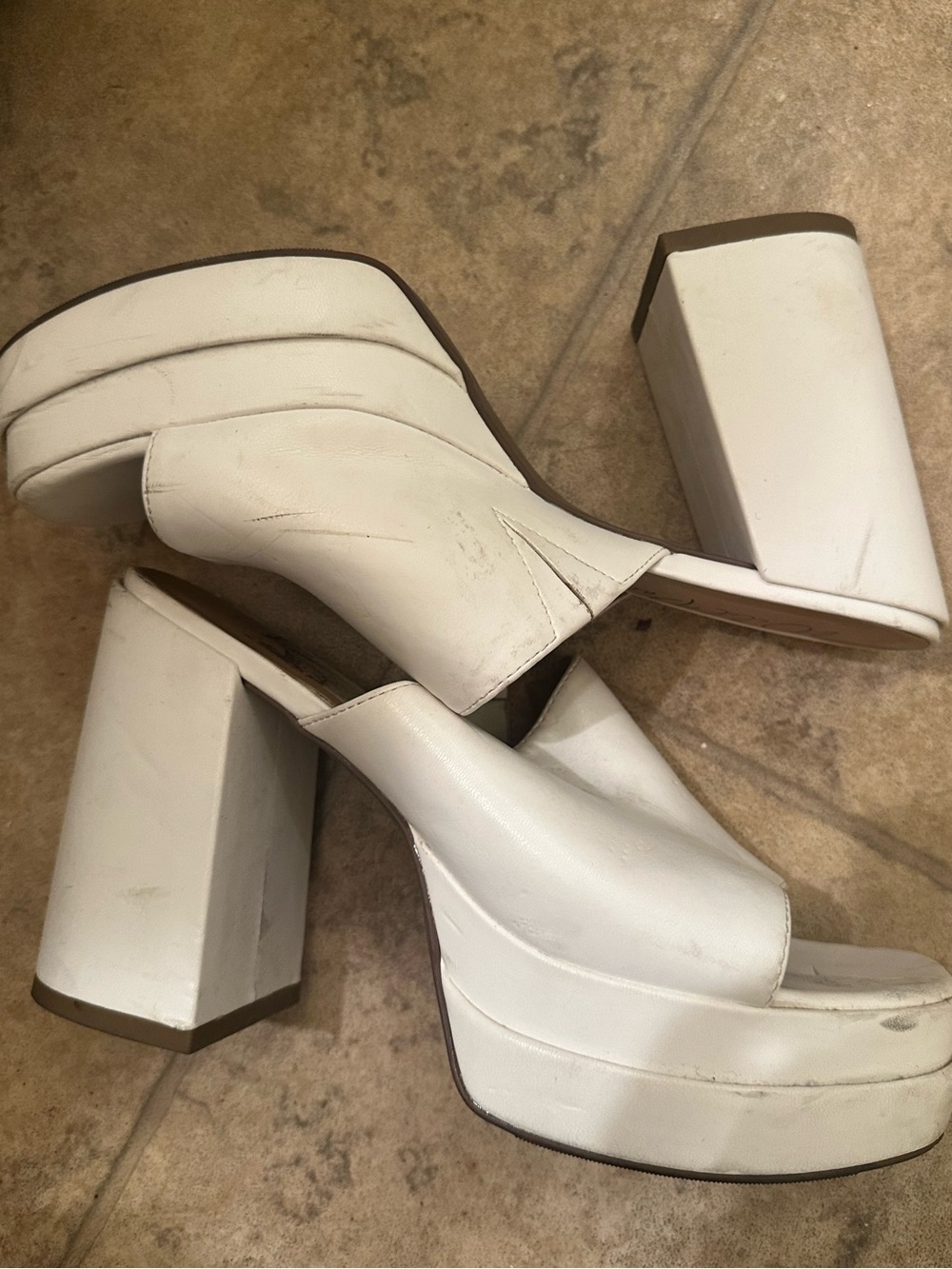 Wild Pair White Platform Block Heel Mule